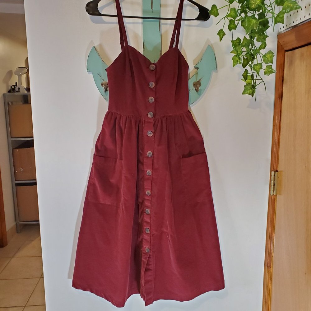 SOLD! Urban Outfitters Maroon Button Down Midi - Picture 4 of 8